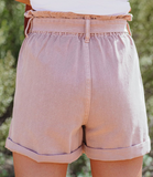 Dusty Pink Paperbag Waist Shorts