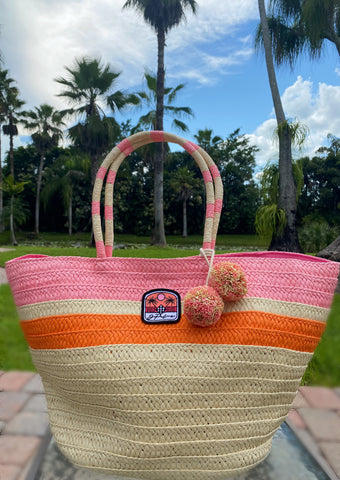 JPalms pink/orange beach bag