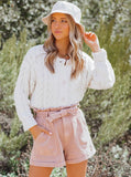 Dusty Pink Paperbag Waist Shorts