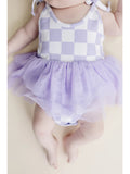 Lavendar Checker Tulle Dress & Bow