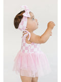 Pink Check Tulle Dress