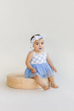 Blue Checker Tulle Dress & Bow