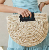 Straw Black & Ivory Clutch